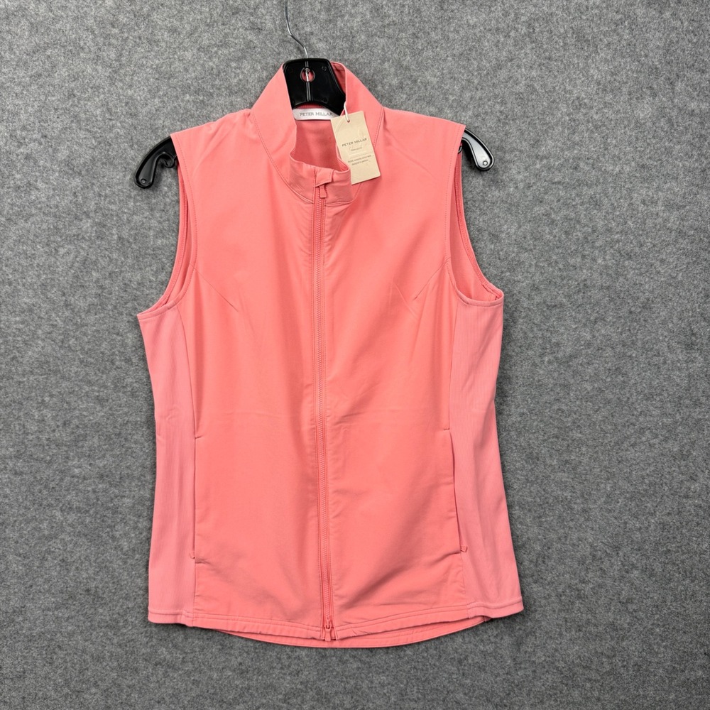 Peter Millar Dunes Outerwear Women Coral Pink Full Zip Golf Vest LS25EZ31 Medium